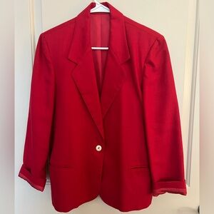 vintage lands end red linen blazer